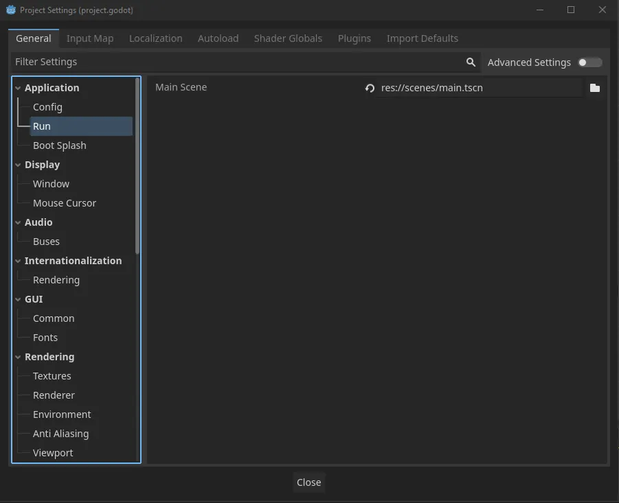 set the main scene in the project settings